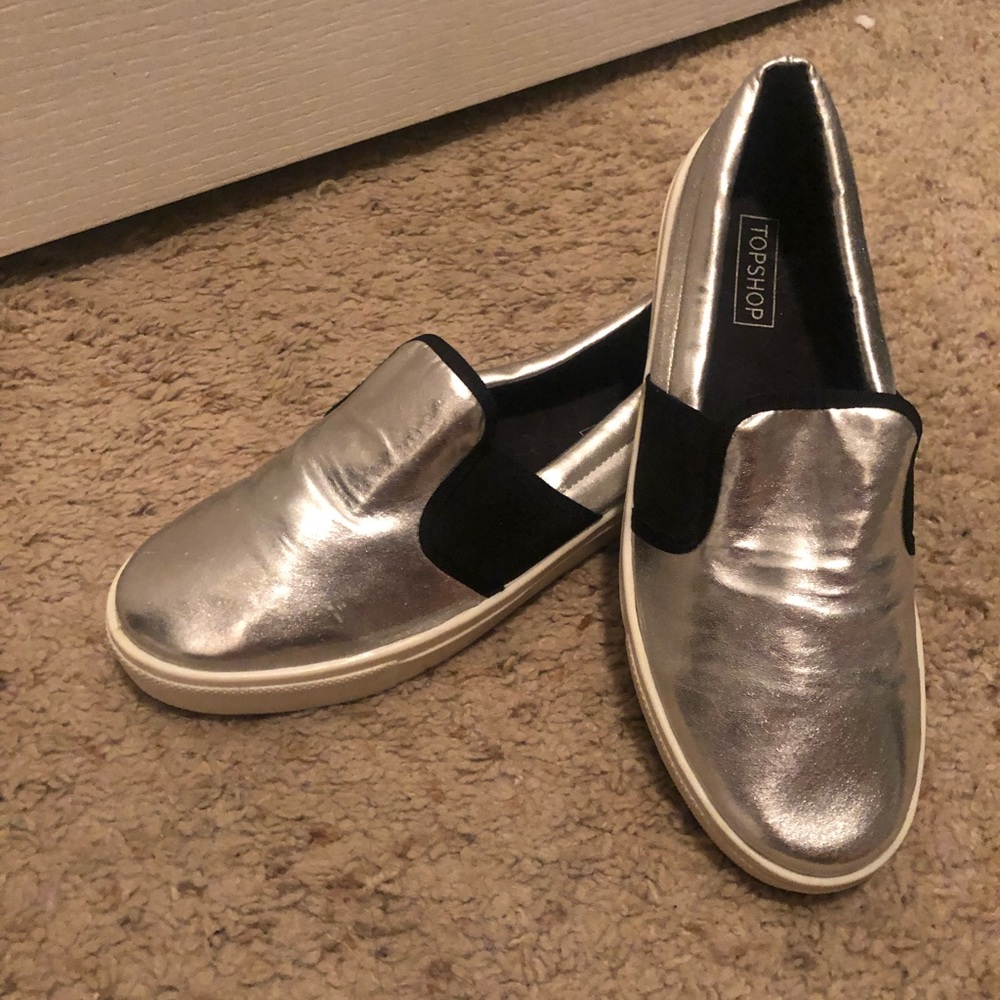 TopShop silver loafers